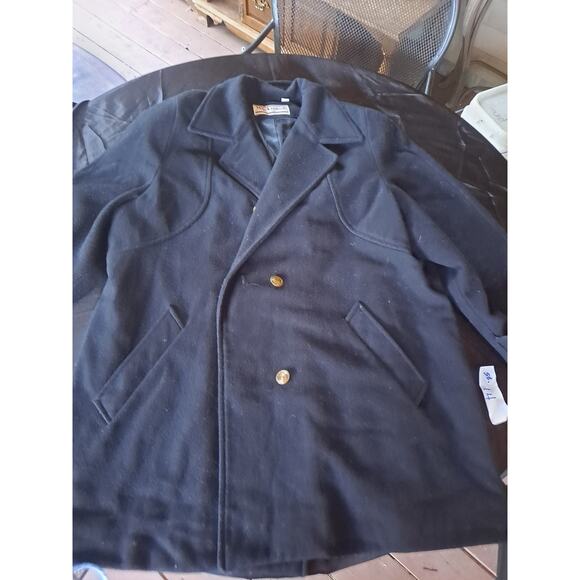 Mackintosh New England Sz 18W Black Wool Classic Double Breasted Pea Coat - Picture 1 of 6